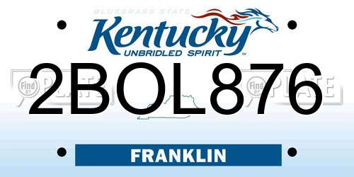 2BOL876 Kentucky License Plate