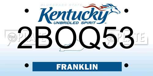 2BOQ53 Kentucky License Plate