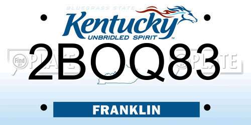 2BOQ83 Kentucky License Plate