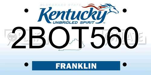 2BOT560 Kentucky License Plate