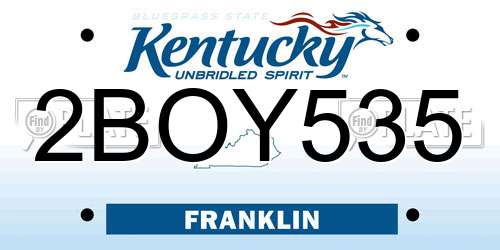 2BOY535 Kentucky License Plate