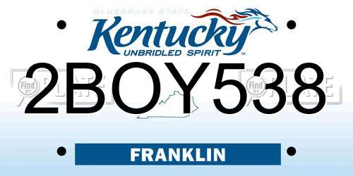 2BOY538 Kentucky License Plate