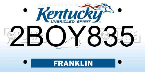 2BOY835 Kentucky License Plate