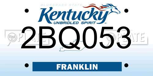 2BQ053 Kentucky License Plate