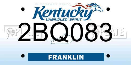 2BQ083 Kentucky License Plate