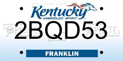 2BQD53 Kentucky License Plate