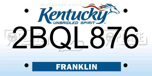 2BQL876 Kentucky License Plate