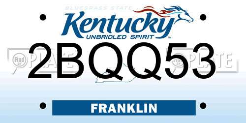 2BQQ53 Kentucky License Plate