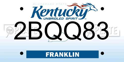 2BQQ83 Kentucky License Plate