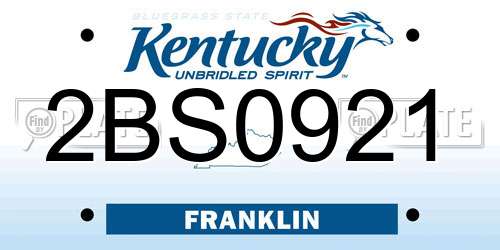2BS0921 Kentucky License Plate