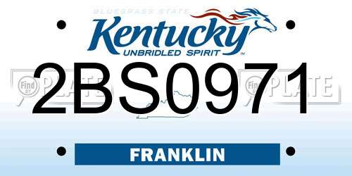 2BS0971 Kentucky License Plate