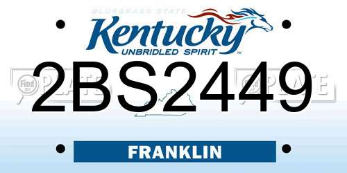 2BS2449 Kentucky License Plate