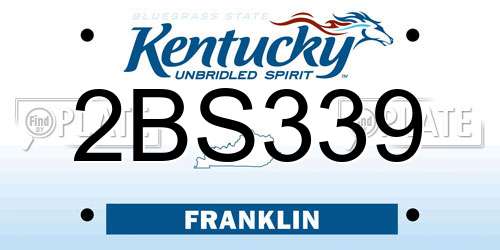 2BS339 Kentucky License Plate
