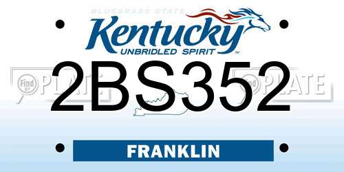 2BS352 Kentucky License Plate