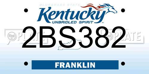 2BS382 Kentucky License Plate