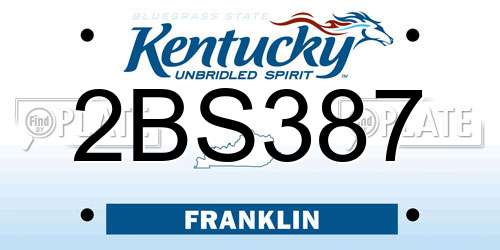 2BS387 Kentucky License Plate