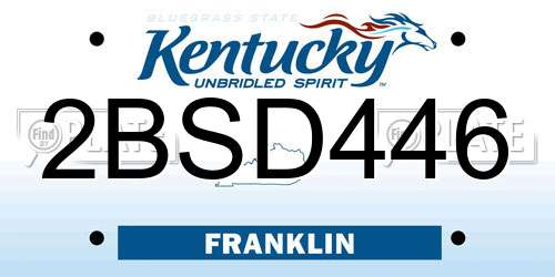 2BSD446 Kentucky License Plate