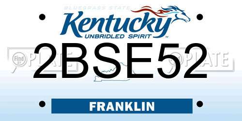 2BSE52 Kentucky License Plate