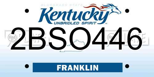 2BSO446 Kentucky License Plate
