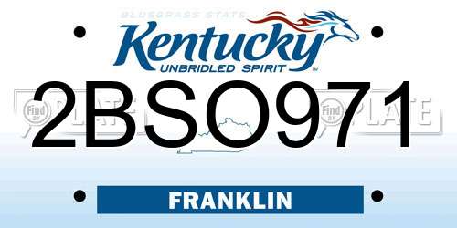 2BSO971 Kentucky License Plate