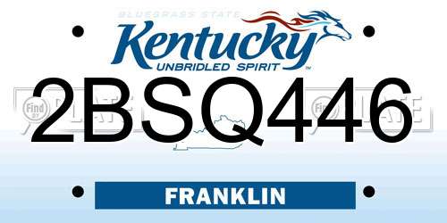 2BSQ446 Kentucky License Plate