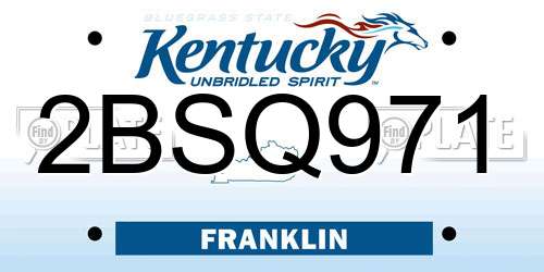 2BSQ971 Kentucky License Plate