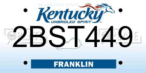 2BST449 Kentucky License Plate