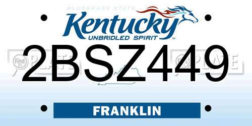 2BSZ449 Kentucky License Plate