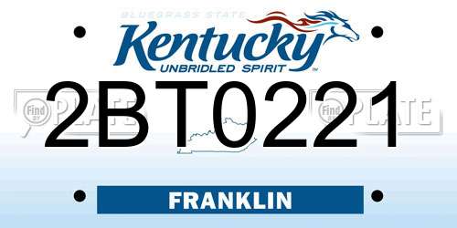 2BT0221 Kentucky License Plate