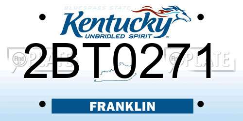 2BT0271 Kentucky License Plate