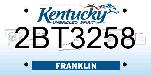 2BT3258 Kentucky License Plate