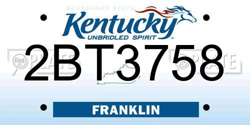 2BT3758 Kentucky License Plate