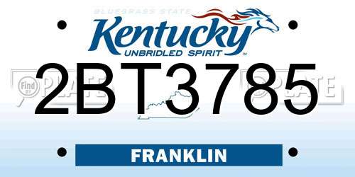2BT3785 Kentucky License Plate