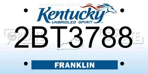 2BT3788 Kentucky License Plate