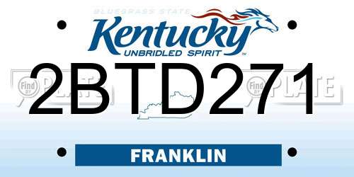 2BTD271 Kentucky License Plate