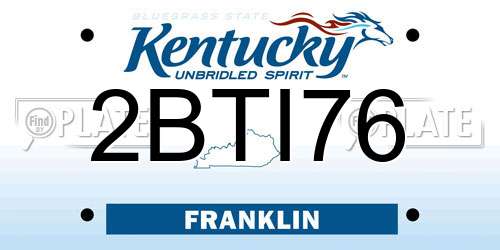 2BTI76 Kentucky License Plate