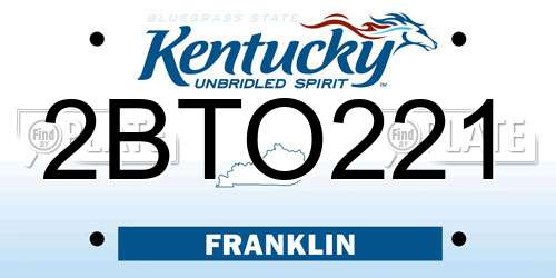 2BTO221 Kentucky License Plate