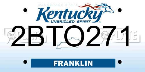 2BTO271 Kentucky License Plate