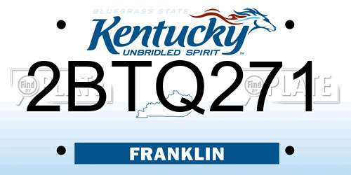 2BTQ271 Kentucky License Plate