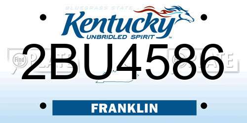 2BU4586 Kentucky License Plate
