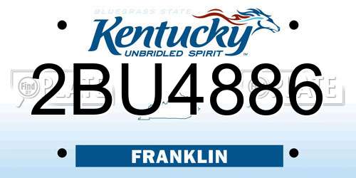 2BU4886 Kentucky License Plate