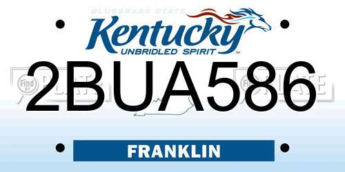 2BUA586 Kentucky License Plate