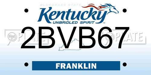 2BVB67 Kentucky License Plate