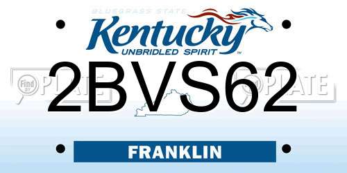 2BVS62 Kentucky License Plate