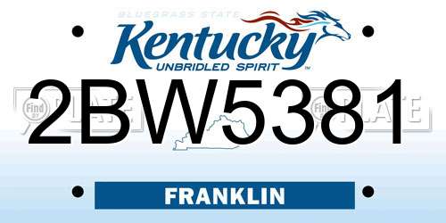2BW5381 Kentucky License Plate