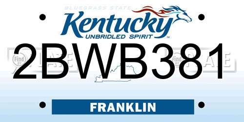 2BWB381 Kentucky License Plate