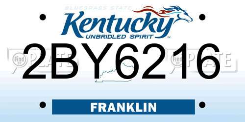 2BY6216 Kentucky License Plate