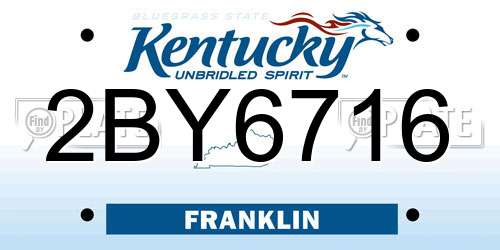 2BY6716 Kentucky License Plate