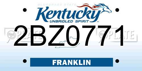 2BZ0771 Kentucky License Plate