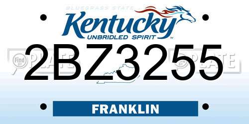 2BZ3255 Kentucky License Plate